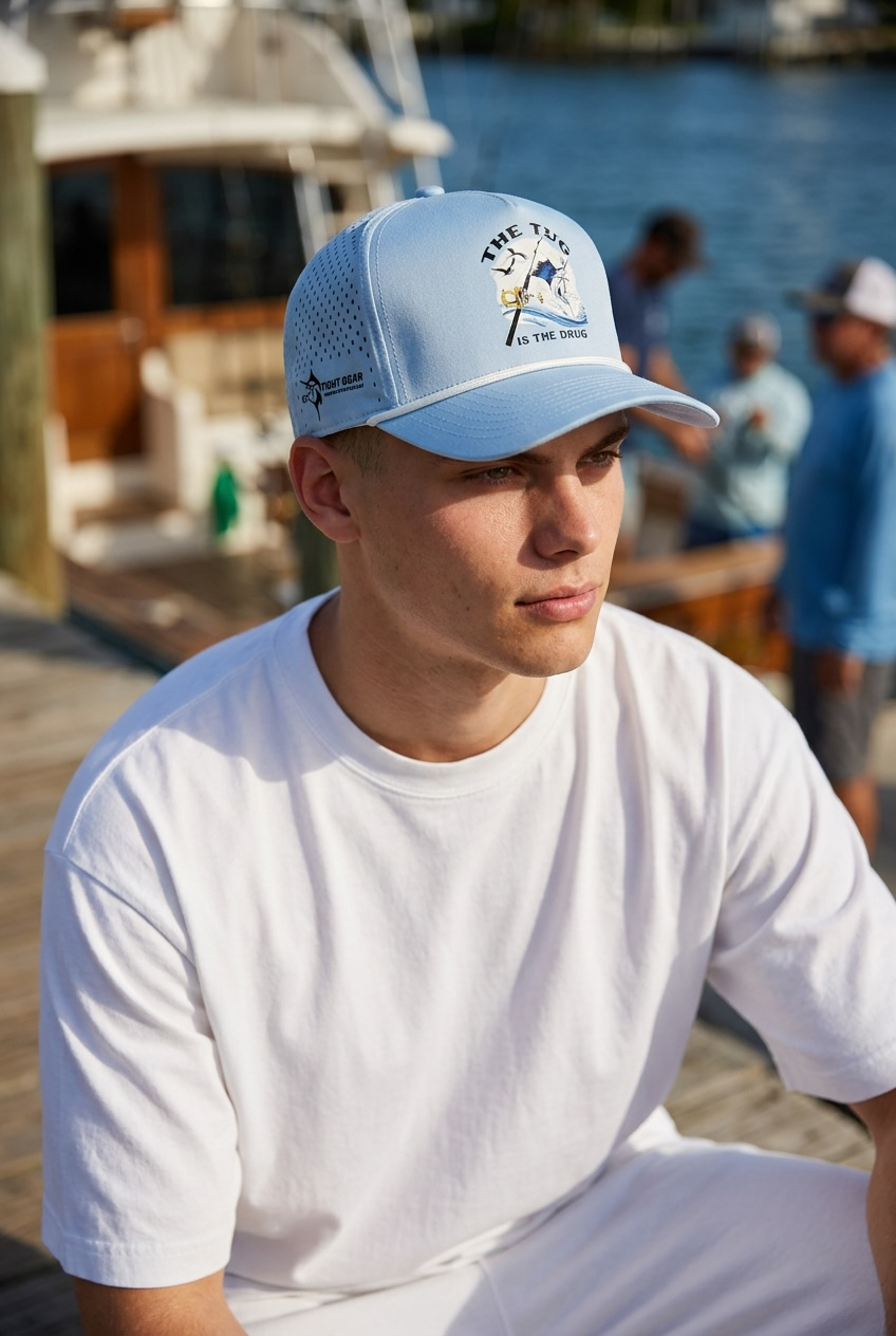 The Tug Is The Drug® Light Blue Performance Rope Hat