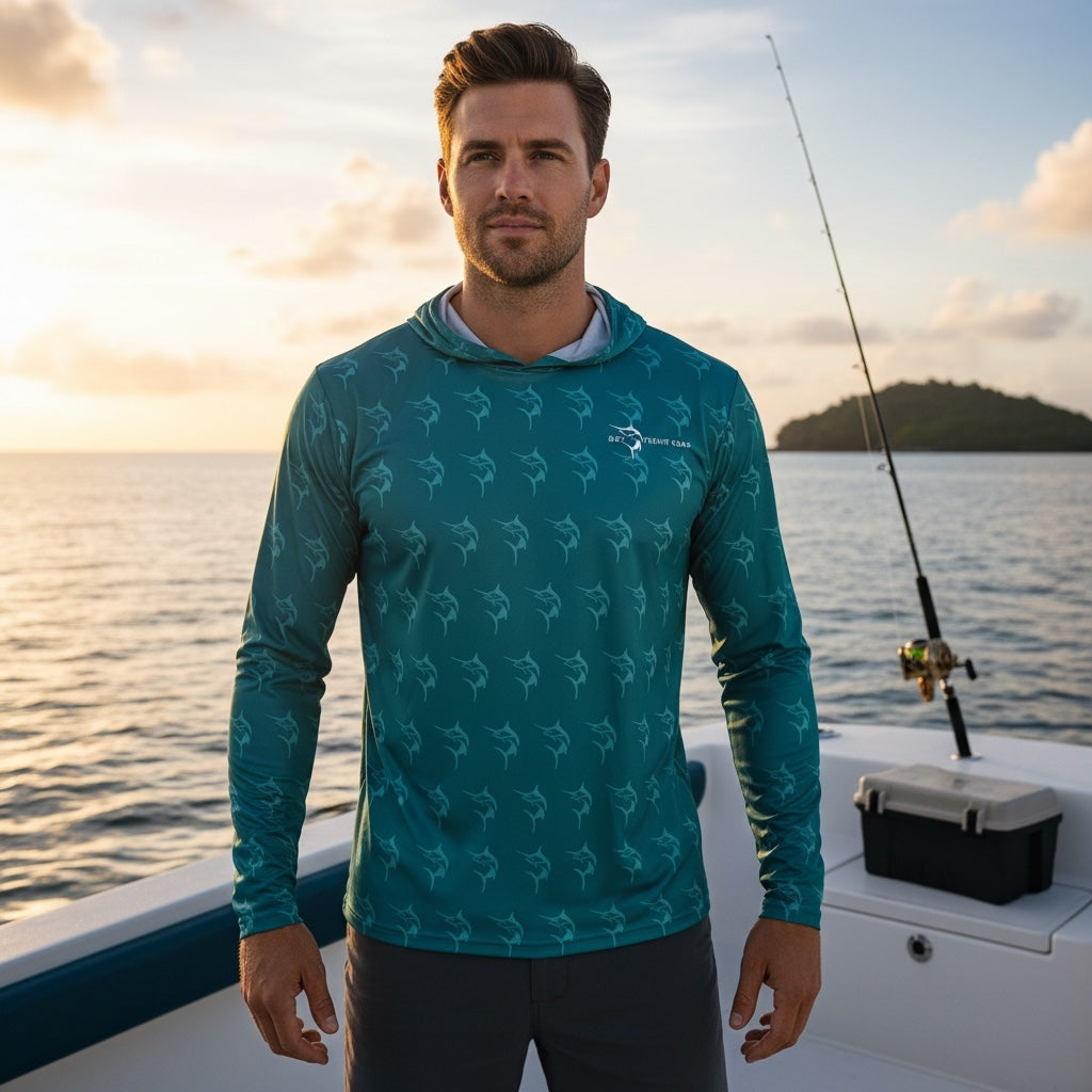 Get Tight Gear "Tug Is The Drug" Marlin Performance Fishing Hoodie – Sea Green