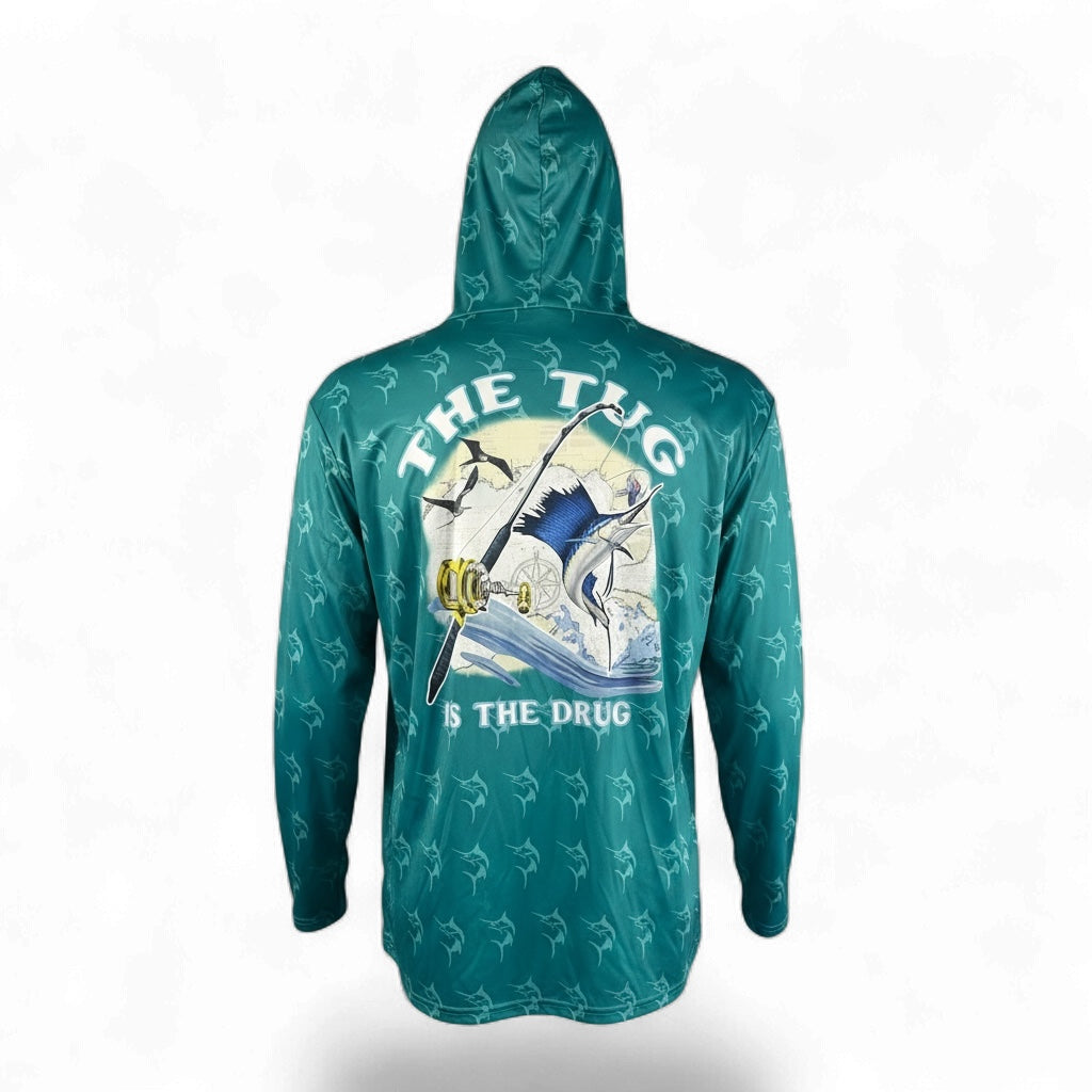 Get Tight Gear "Tug Is The Drug" Marlin Performance Fishing Hoodie – Sea Green