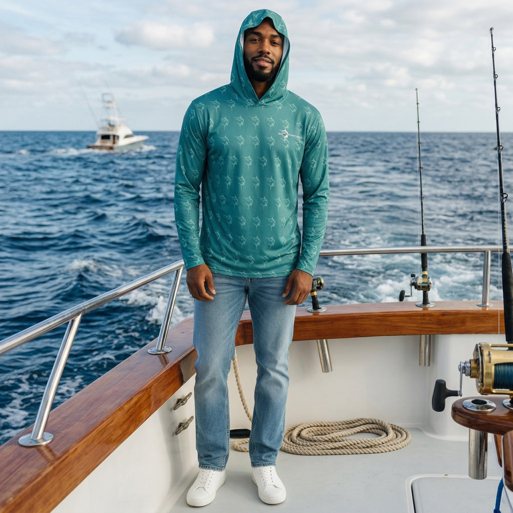 Get Tight Gear "Tug Is The Drug" Marlin Performance Fishing Hoodie – Sea Green