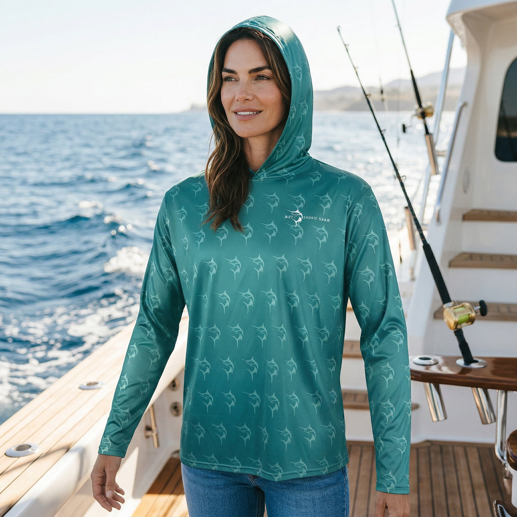 Get Tight Gear "Tug Is The Drug" Marlin Performance Fishing Hoodie – Sea Green