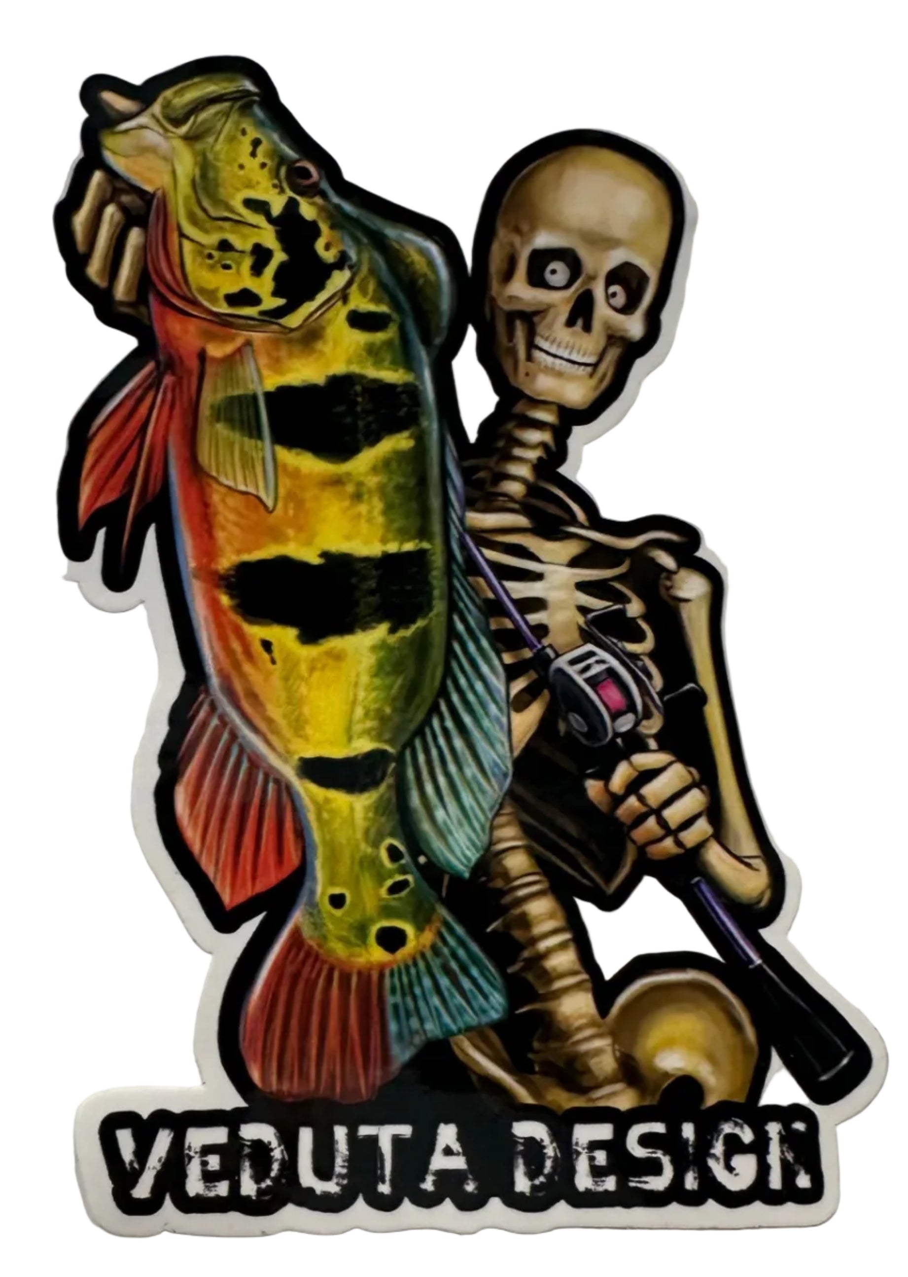 Freshwater Peacock Bass and Bones Fishing Sticker for Boats, Coolers & Outdoor Gear