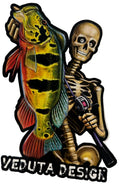 Large Freshwater Peacock Bass and Bones Fishing Sticker for Boats, Coolers & Outdoor Gear