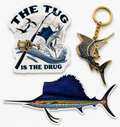 The Tug Is The Drug® Sailfish Sticker & Keychain Gift Bundle