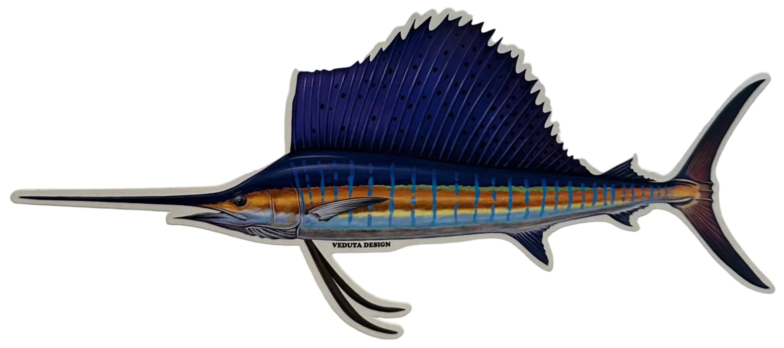 Large Saltwater Sailfish Fishing Sticker for Boats, Coolers & Outdoor Gear