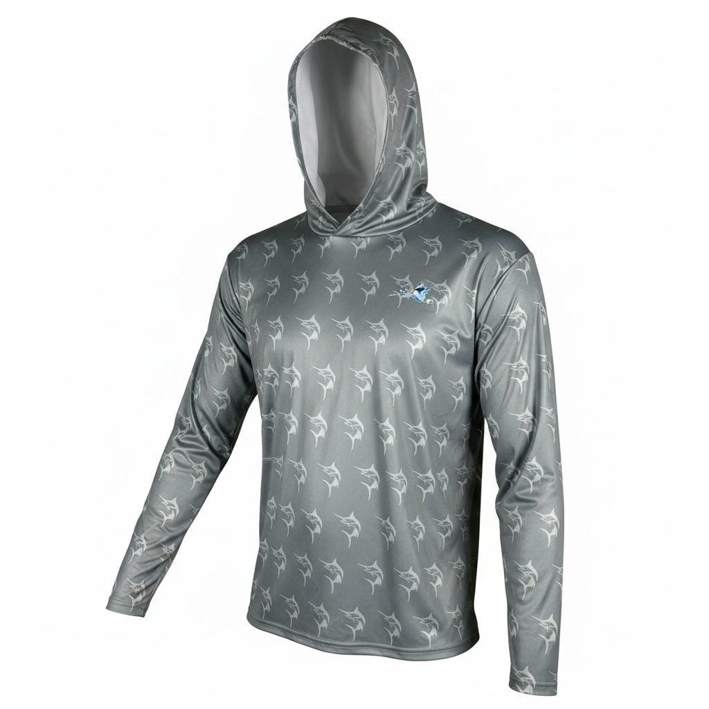 Get Tight Gear "Tug Is The Drug" Marlin Performance Fishing Hoodie – Storm Gray
