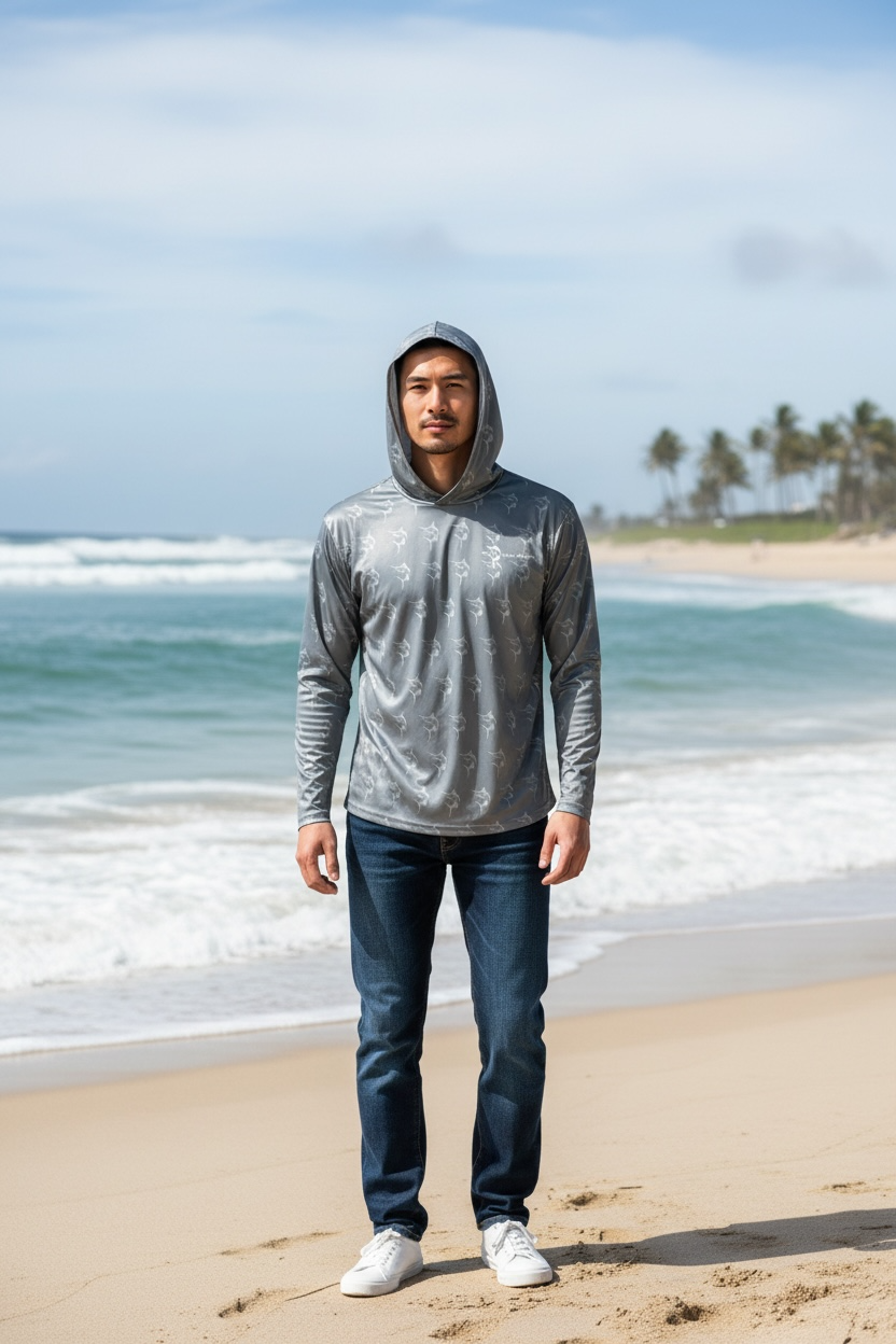 Get Tight Gear "Tug Is The Drug" Marlin Performance Fishing Hoodie – Storm Gray