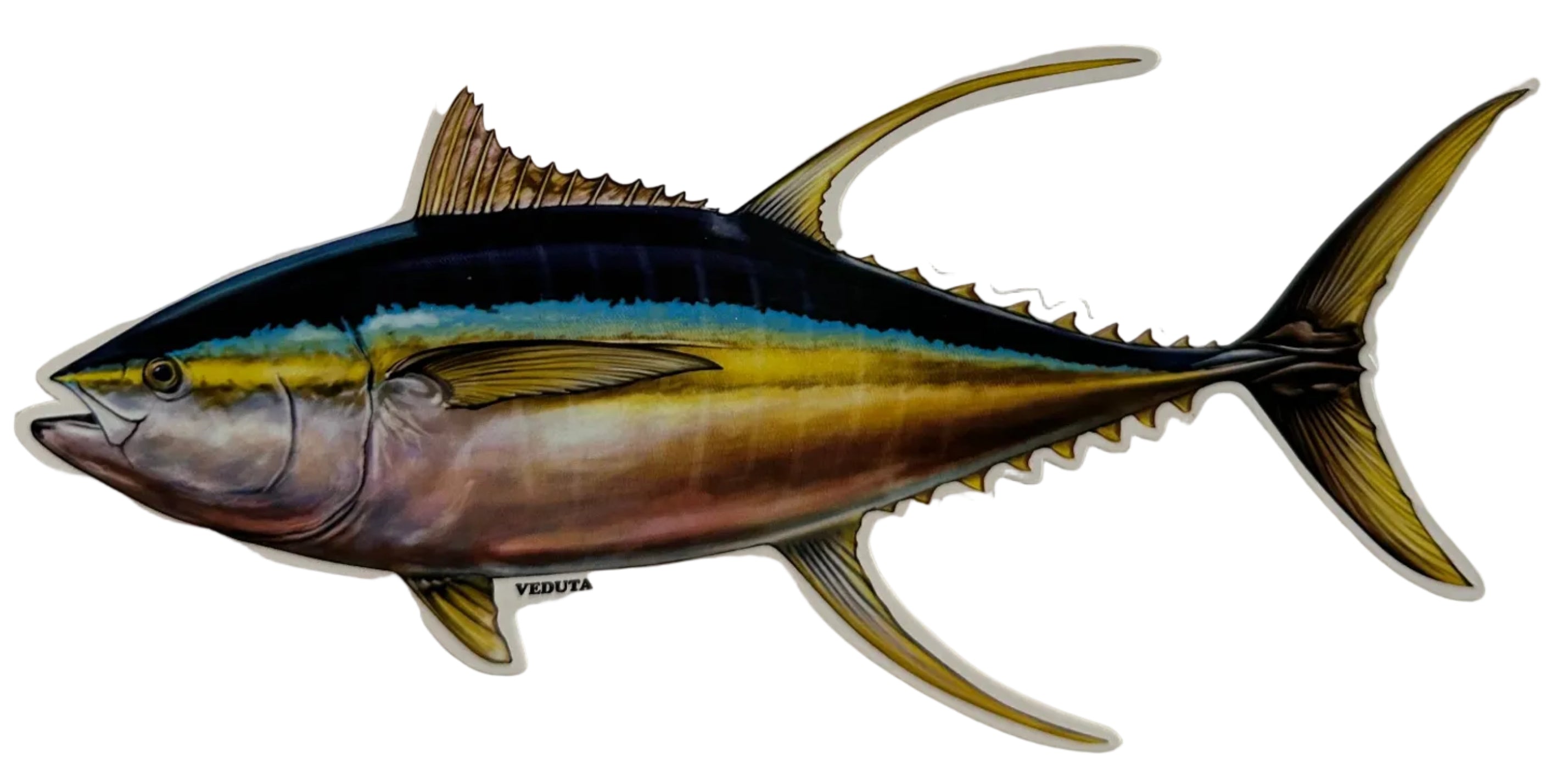 Large Saltwater Yellowfin Tuna Fishing Sticker for Boats, Coolers & Outdoor Gear